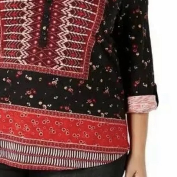 Style & Co. Womens Black Printed Casual Top Shirt - Picture 3 of 6